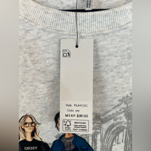 DKNY Women’s Graphic Crewneck Sweatshirt Gray NWT Size M $89 Retail - Picture 3 of 9